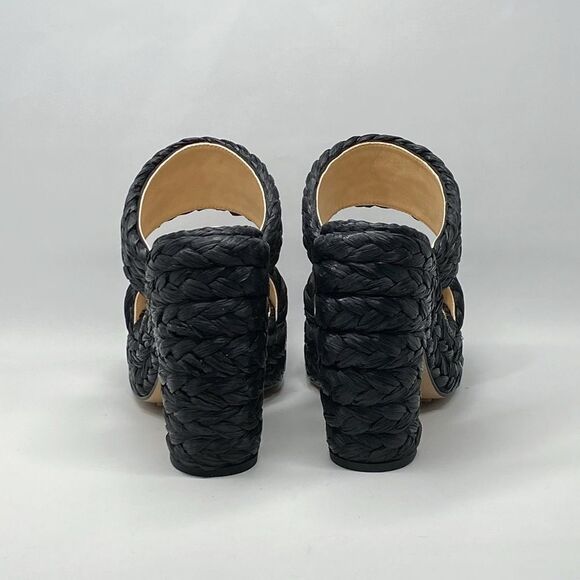 Bottega Veneta Trinity Weave Black Raffia Platform Sandals size 38 - Picture 8 of 13